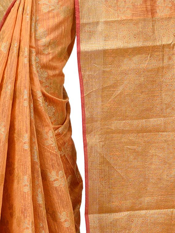 floral chanderi banarasi saree with blouse - 15737557 - Zoom Image - 3
