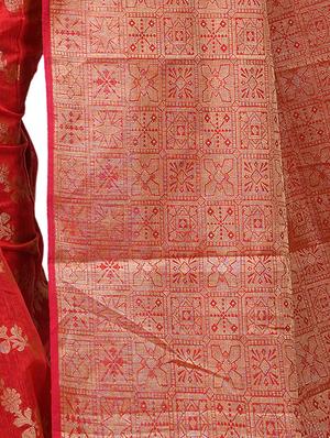 floral chanderi banarasi saree with blouse - 15737558 - Standard Image - 3