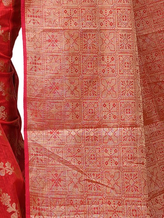 floral chanderi banarasi saree with blouse - 15737558 - Zoom Image - 3