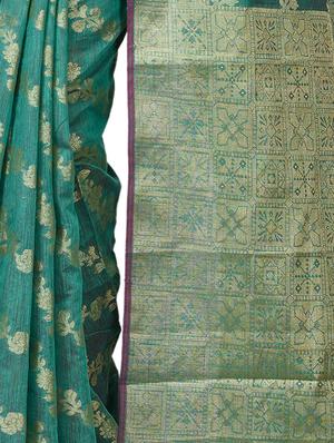 floral chanderi banarasi saree with blouse - 15737559 - Standard Image - 3
