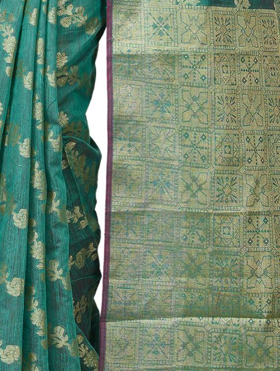 floral chanderi banarasi saree with blouse - 15737559 - Zoom Image - 3