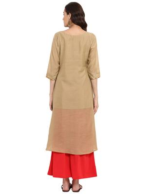 Block printed high-low kurta palazzo set - 15737587 - Standard Image - 3