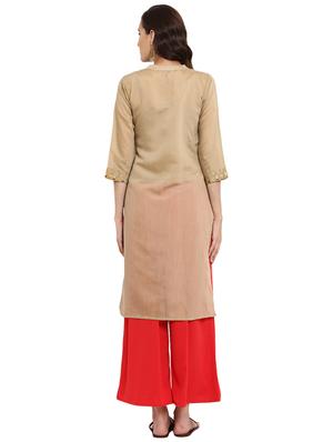 Foil printed chanderi kurta with palazzo set - 15737591 - Standard Image - 3