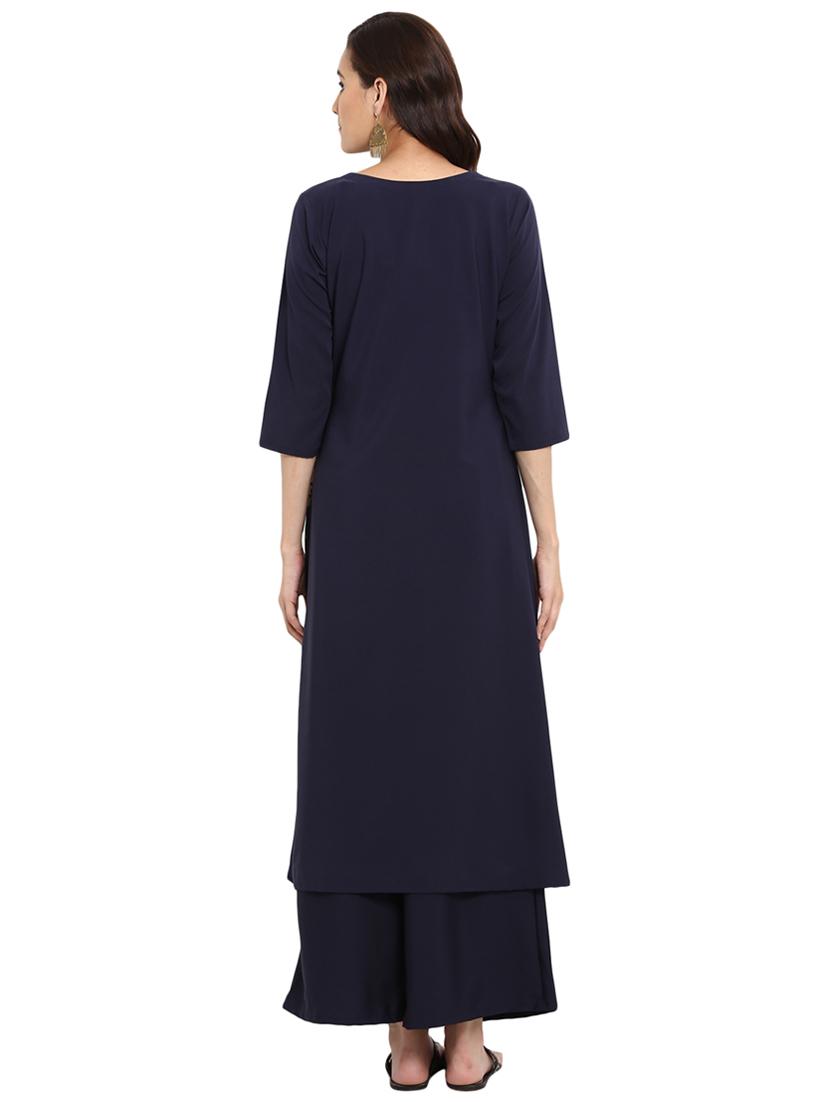 Foil printed layered kurta with palazzo set - 15737592 - Zoom Image - 3