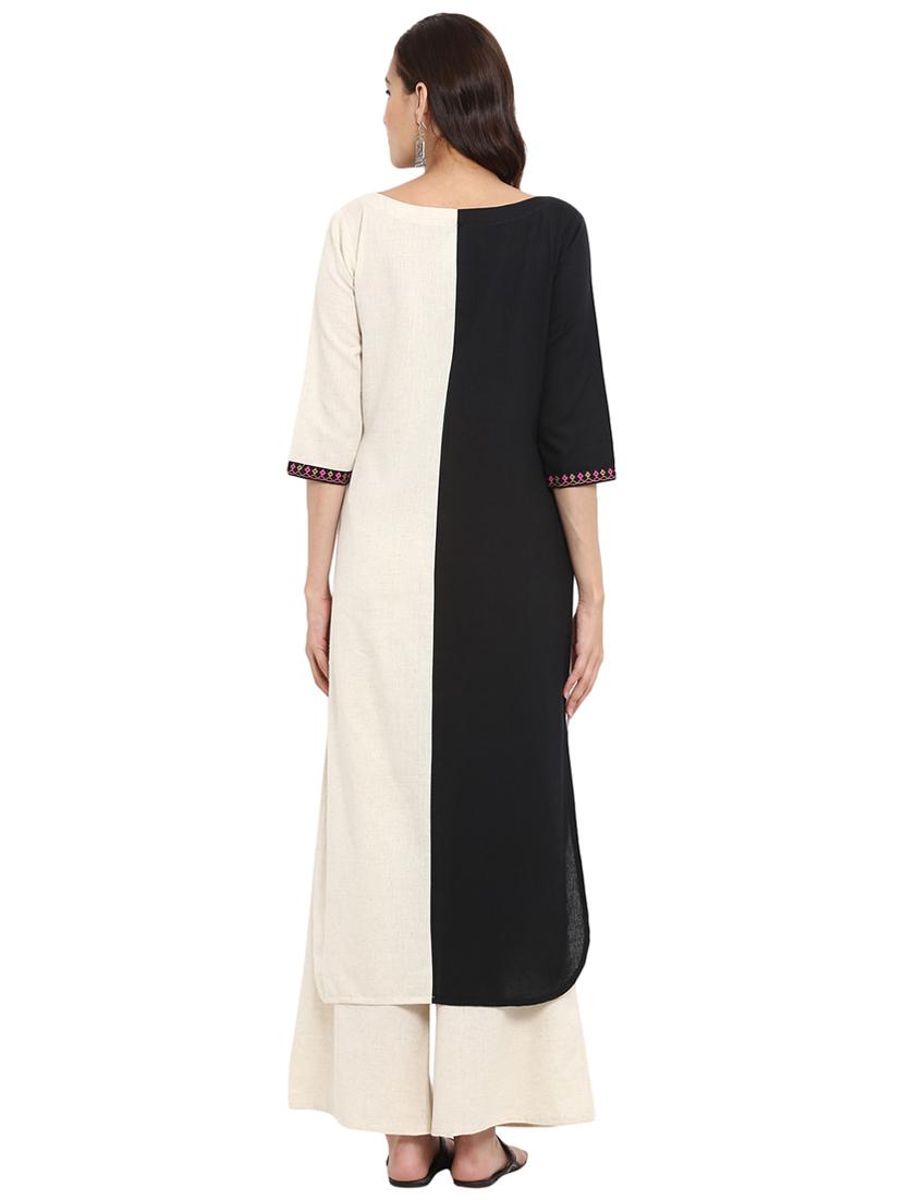 color block kurta with palazzo set - 15737593 - Zoom Image - 3