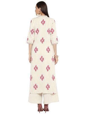 Block printed kurta with palazzo set - 15737594 - Standard Image - 3