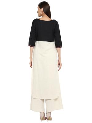 Color block kurta with palazzo set - 15737595 - Standard Image - 3