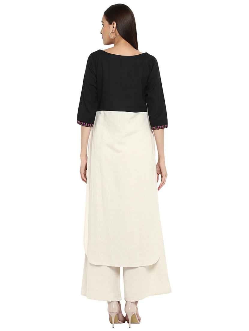 Color block kurta with palazzo set - 15737595 - Zoom Image - 3