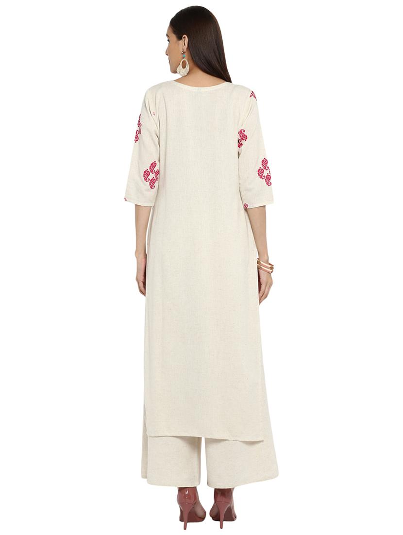 Hand block printed kurta with palazzo set - 15737596 - Zoom Image - 3