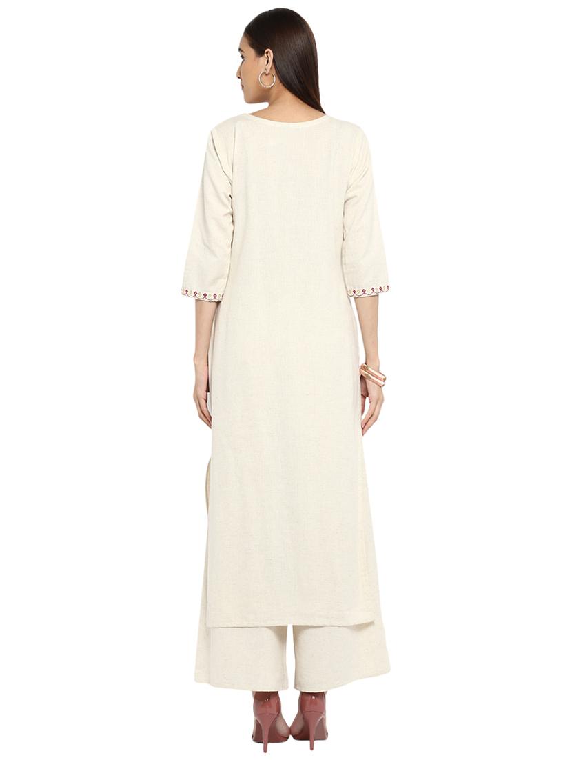 Block printed tassels kurta with palazzo set - 15737597 - Zoom Image - 3