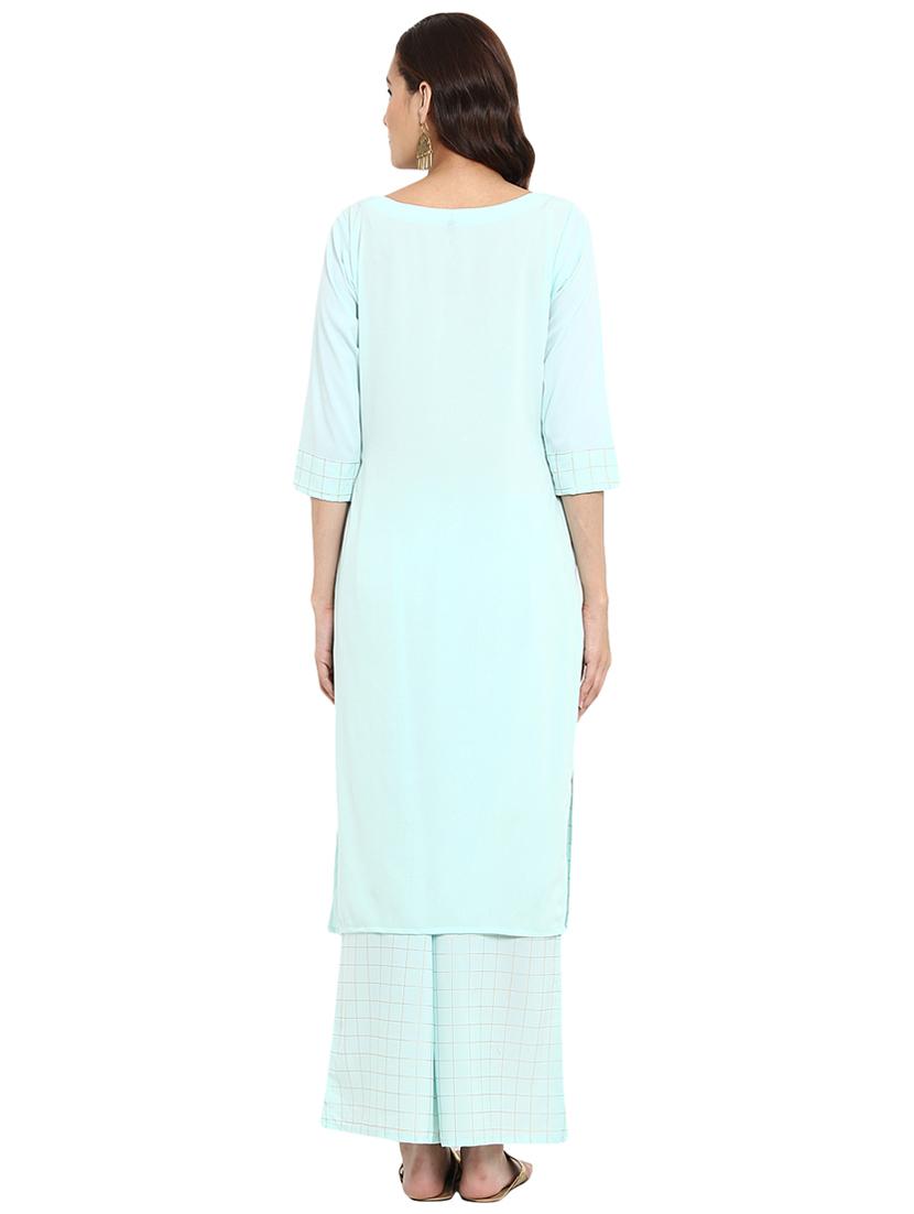 Foil printed kurta with palazzo set - 15737600 - Zoom Image - 3