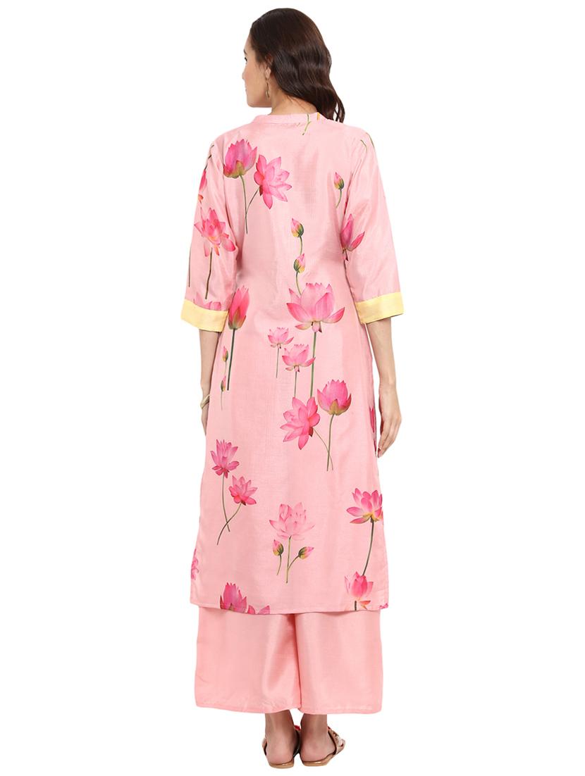 Floral printed kurta with palazzo set - 15737604 - Zoom Image - 3