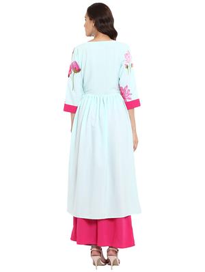 Floral printed kurta with palazzo set - 15737605 - Standard Image - 3
