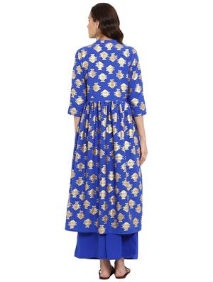 Foil printed kurta with palazzo set - 15737606 - Standard Image - 3