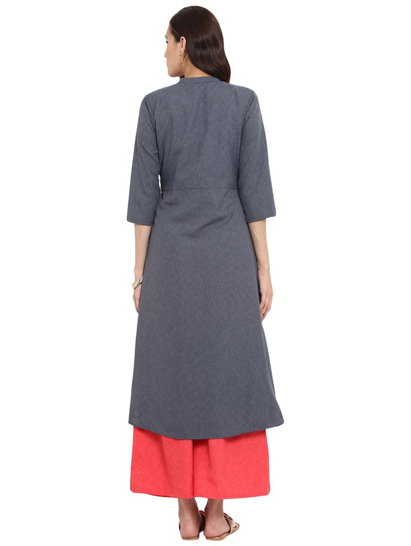 Printed yoke kurta with palazzo set - 15737619 - Zoom Image - 3