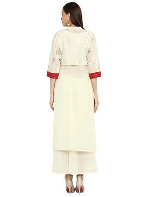 printed kurta palazzo with shrug set - 15737627 - Standard Image - 3