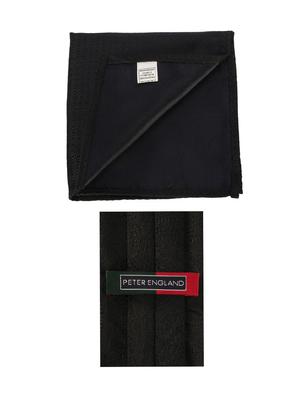 black cotton tie with pocketsquare - 15737812 - Standard Image - 3