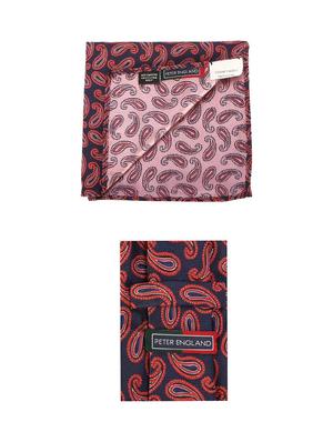 red cotton tie with pocketsquare - 15737820 - Standard Image - 3