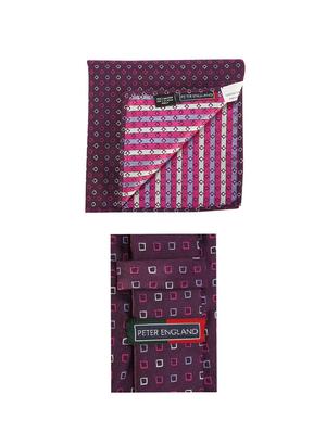 purple cotton tie with pocketsqaure - 15737824 - Standard Image - 3