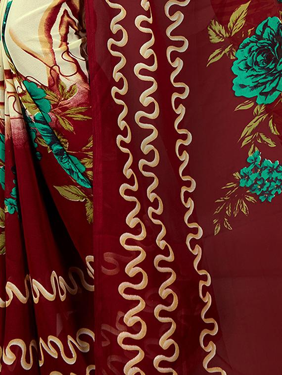 floral printed saree with blouse - 15737910 - Zoom Image - 3