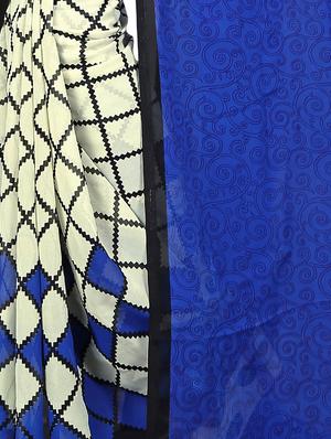 checkered half & half saree with blouse - 15737911 - Standard Image - 3