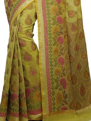 paisley zari motif banarasi saree with blouse - 15737983 - Standard Image - 3