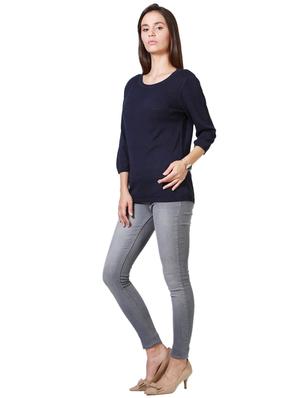round neck knitted textured top - 15738073 - Standard Image - 3