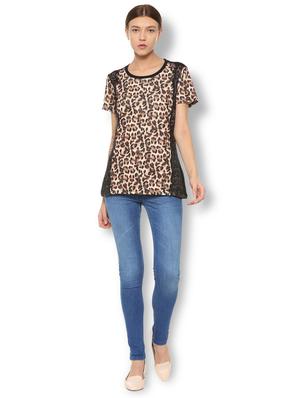 animal print lace trim top - 15738089 - Standard Image - 3
