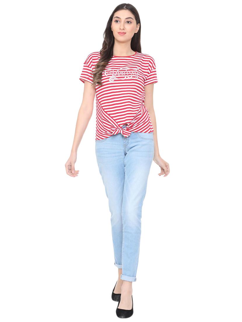 tie-knot hem striped top - 15738150 - Zoom Image - 3
