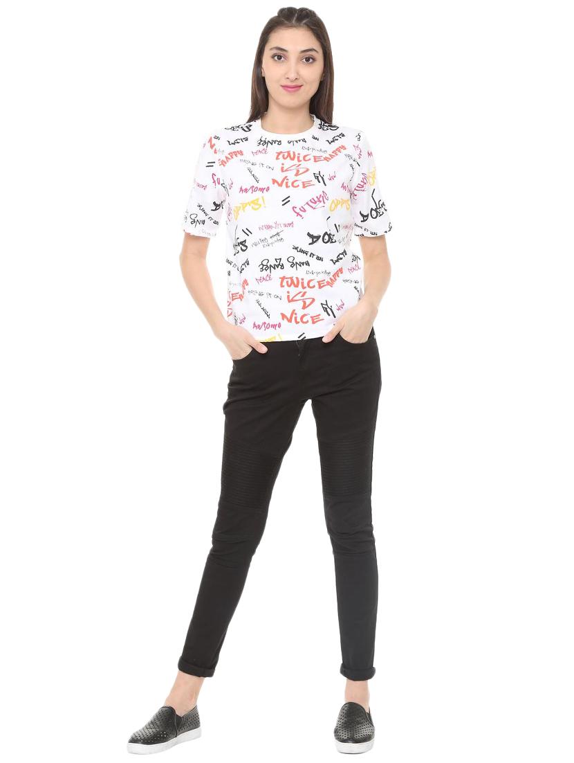 quirky text zipper detail tee - 15738154 - Zoom Image - 3