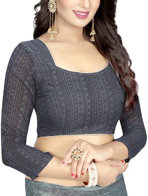 half & half printed saree with blouse - 15738173 - Standard Image - 3
