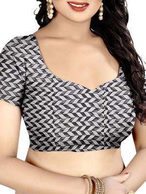 chevron printed saree with blouse - 15738179 - Standard Image - 3