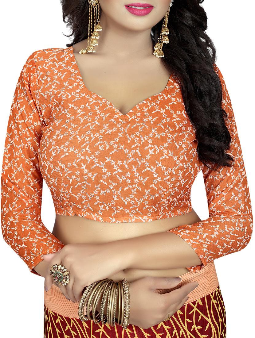 floral half & half saree with blouse - 15738182 - Zoom Image - 3