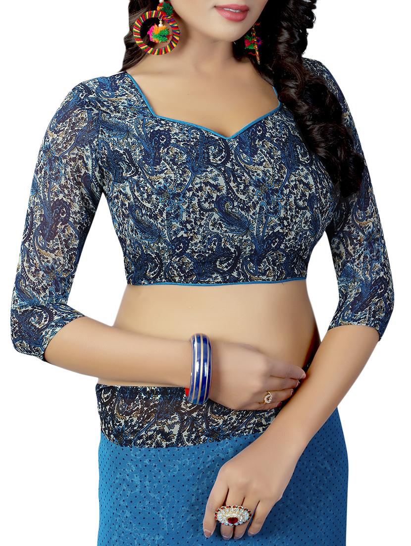 paisley half & half saree with blouse - 15738184 - Zoom Image - 3