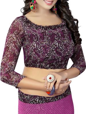 paisley half & half saree with blouse - 15738187 - Standard Image - 3