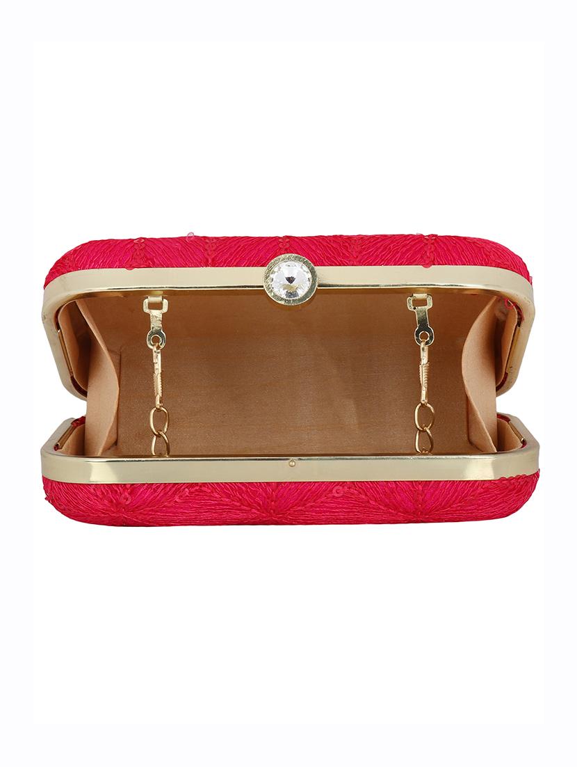 pink cotton polyester blend box clutch - 15738581 - Zoom Image - 3