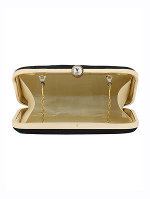 black cotton polyester blend box clutch - 15738588 - Standard Image - 3