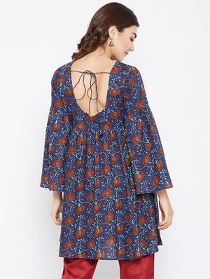 Printed bell sleeves kurti - 15738766 - Standard Image - 3