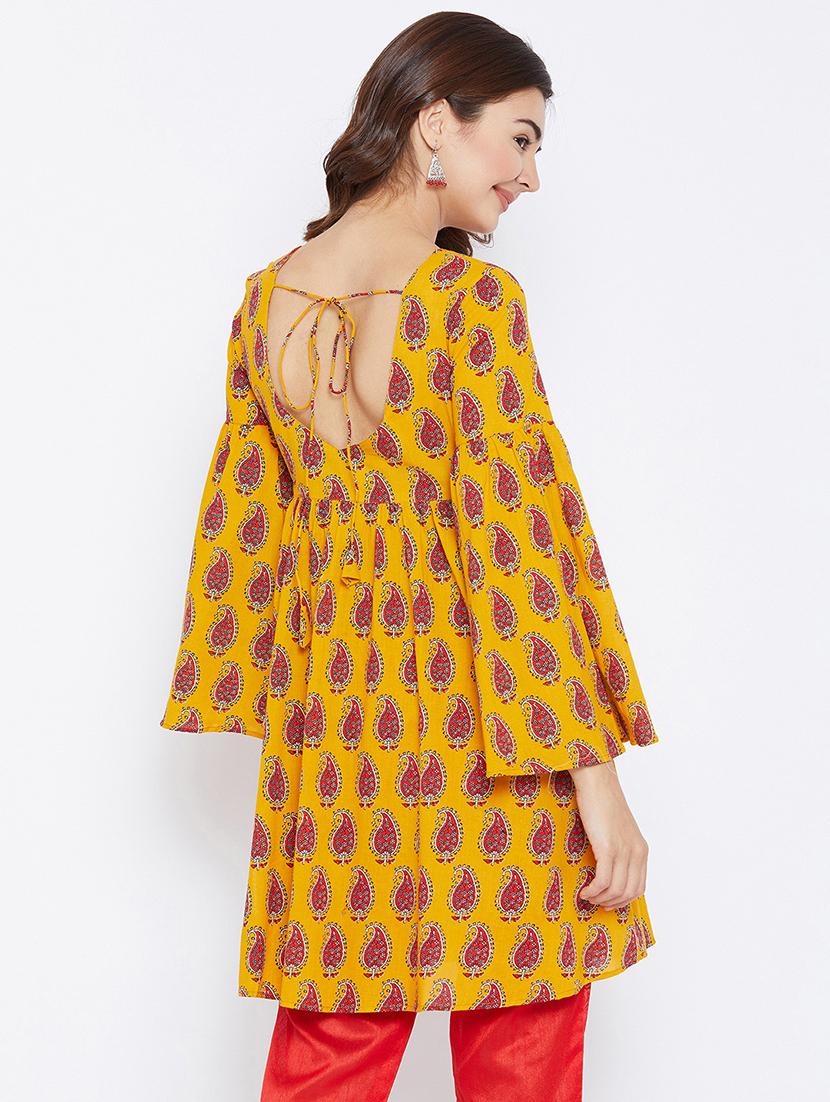 Printed bell sleeves kurti - 15738767 - Zoom Image - 3