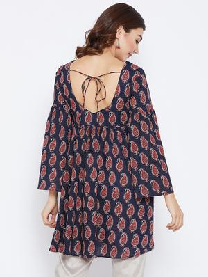 Printed bell sleeves kurti - 15738768 - Standard Image - 3