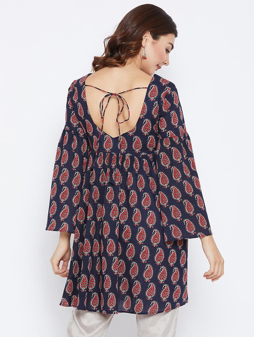 Printed bell sleeves kurti - 15738768 - Zoom Image - 3