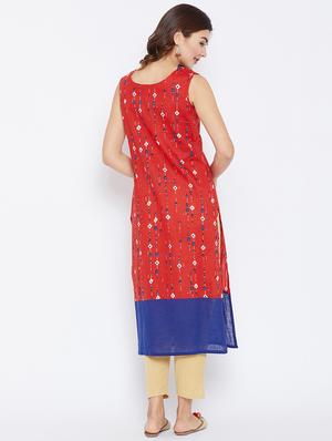 printed straight kurta - 15738772 - Standard Image - 3