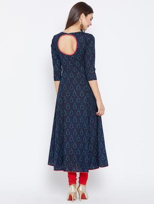 Printed flared kurta - 15738778 - Standard Image - 3
