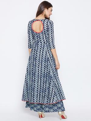 Flared indigo kurta - 15738780 - Standard Image - 3