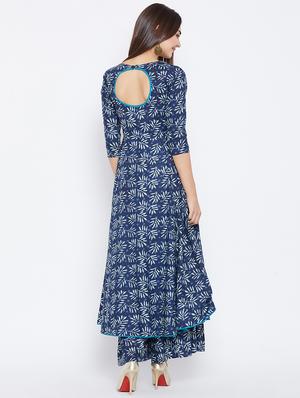 Flared indigo kurta - 15738781 - Standard Image - 3
