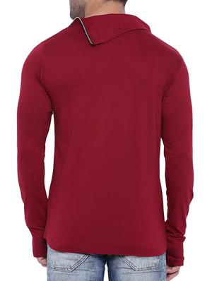 maroon cotton thumb hole tshirt - 15739157 - Standard Image - 3