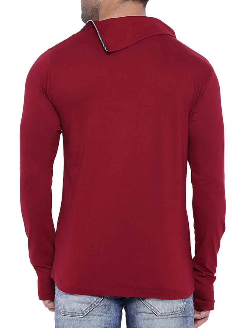 maroon cotton thumb hole tshirt - 15739157 - Zoom Image - 3