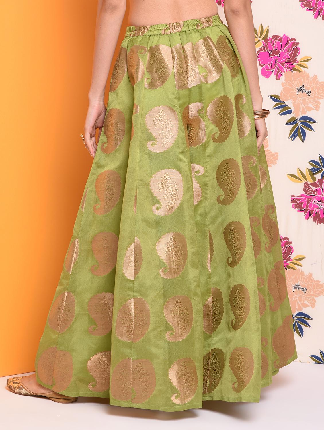 Self-design chanderi flared skirt - 15740977 - Zoom Image - 3