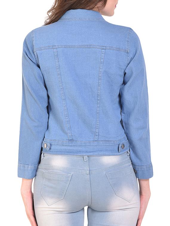 pearl embellished denim jacket - 15741021 - Zoom Image - 3