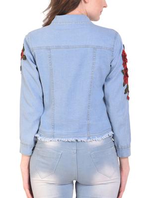 floral embroidered denim jacket - 15741022 - Standard Image - 3